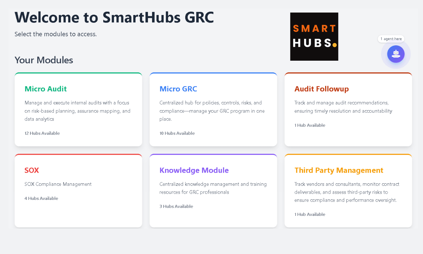 Dashboard preview of SmartHubs modules